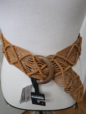 SONOMA BRAND WOMEN'S BROWN ADJUSTABLE FASHION BELT SIZE LARGE